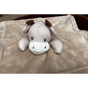 Modern Baby Lovey Security Blanket Cow Plush Brown Giraffe 12" X 12"